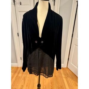 Johnny Was Collection Velvet Silk Chiffon Drape Jacket Y2K Boho M